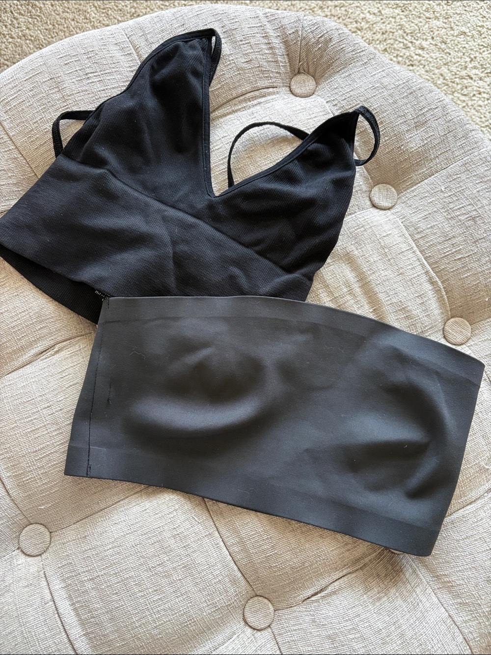 Free People Black V-Neck Bralette and Bandeau Set